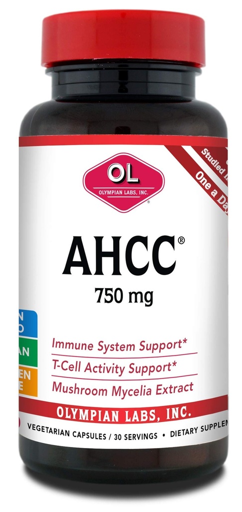 奥运实验室 Premium AHCC 每卡普尔补充750mg的AHCC – 支持免疫健康,肝功能和自然杀手细胞活动-30卡普尔