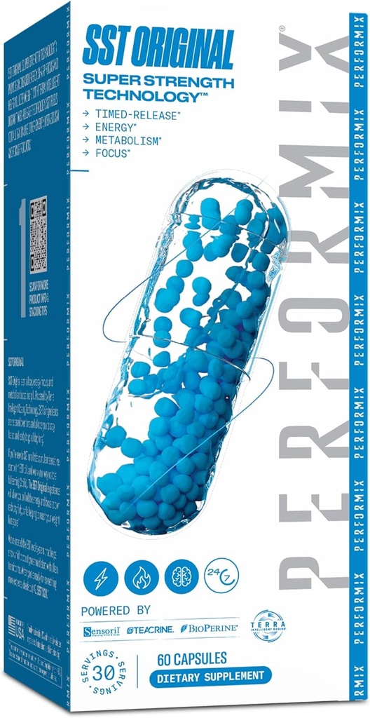 PERFORMIX - SST 原创 - 工作前 - 250 mg 咖啡因 - 能源补充 - 无崩溃 - 适配目标 - 诺特罗奇 - 全日放送时间 - 焦点,Mood & Energy Boost - 男人和女人 - 60 Capsules