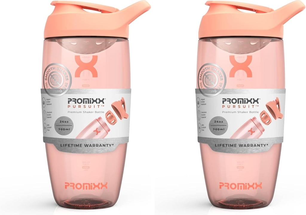 Promix PULSUIT 蛋白质摇摆瓶 – 蛋白质混合剂和补充摇摆剂的Premium Sports Blender瓶 – 容易清洁,持久的蛋白质摇摆剂杯(Pack of 2)