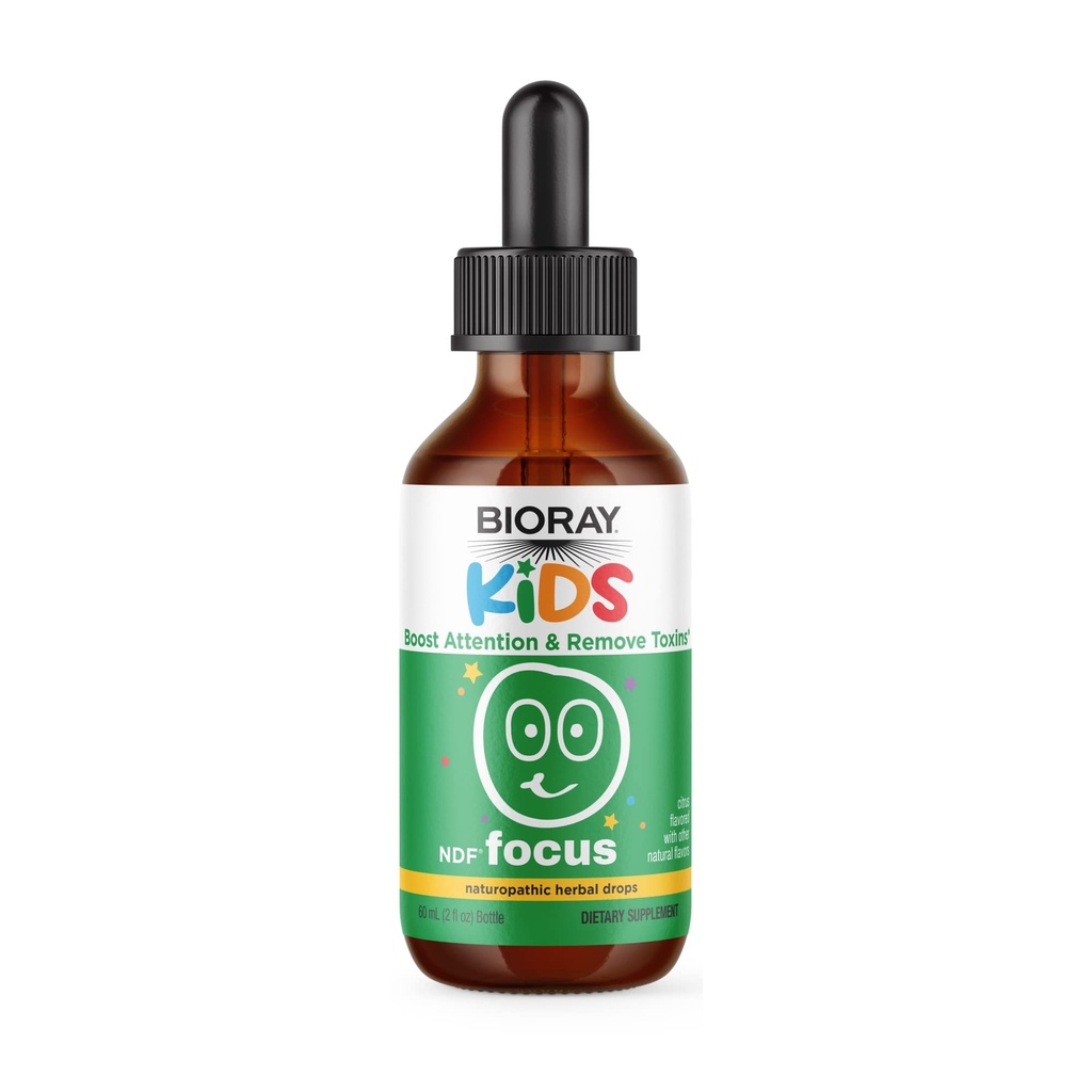 BIORAY Kids NDF Focus, Citrus - 2 fl oz - 支持认知函数,增强清晰度和促进稳定能量水平 - 非GMO,蔬菜,Gluten Free - 1-2个月供应