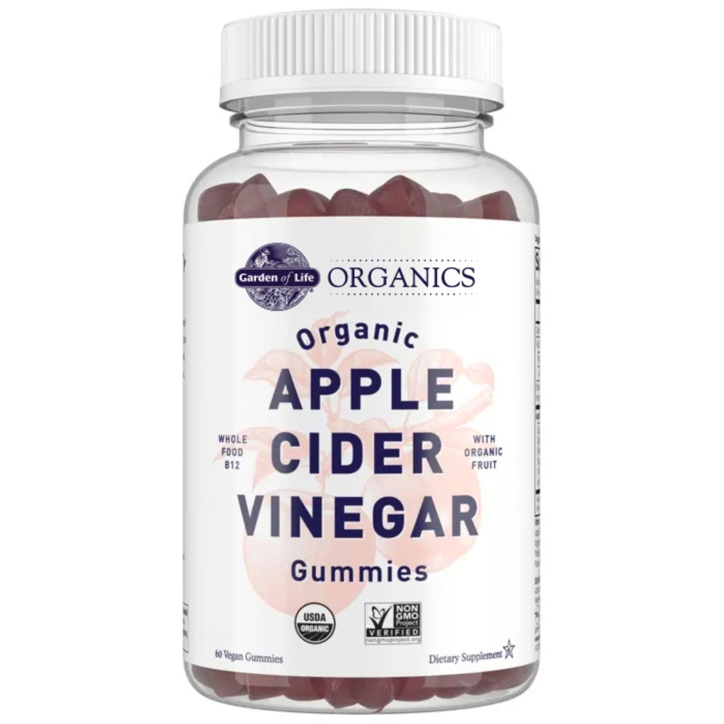生活花园 苹果苹果醋 葡萄糖 Gummys USDA 有机 ACV Gummy Vitamins Made with Real Frue Blend, 全食品维生素 B12 - Vegan, Gluten Free, Non-GMO, Kosher - 60 Gummie