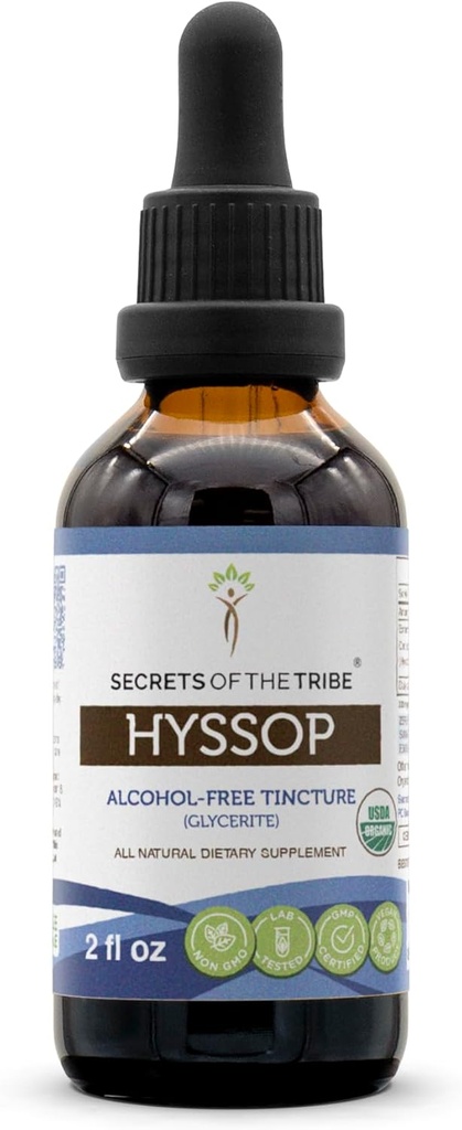 Hyssop USDA 有机 QQ 无酒精提取,高概率草药滴 由100%认证的有机 Hyssop (Hyssopus officinalis) 干草(2 oz)制得.