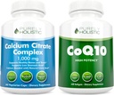 碳酸钙综合体1000mg + CoQ10 100mg - 365 Vegan Capsules + 240 Softgel Bundle - 没有维生素D - 在美国制造