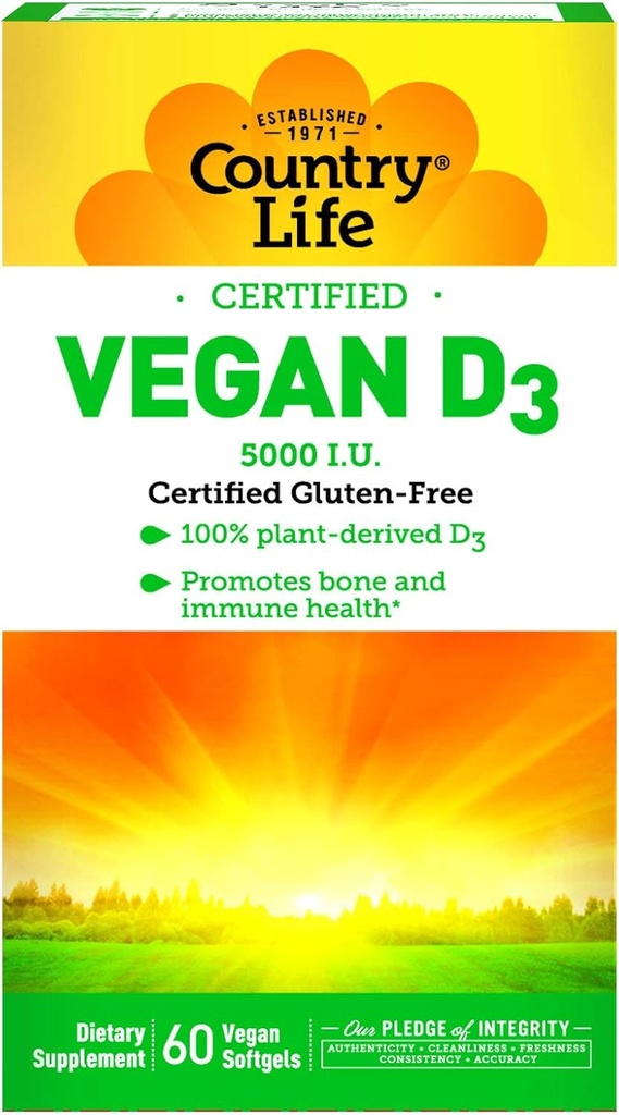 乡村生活 Vegan D3, 60 计数