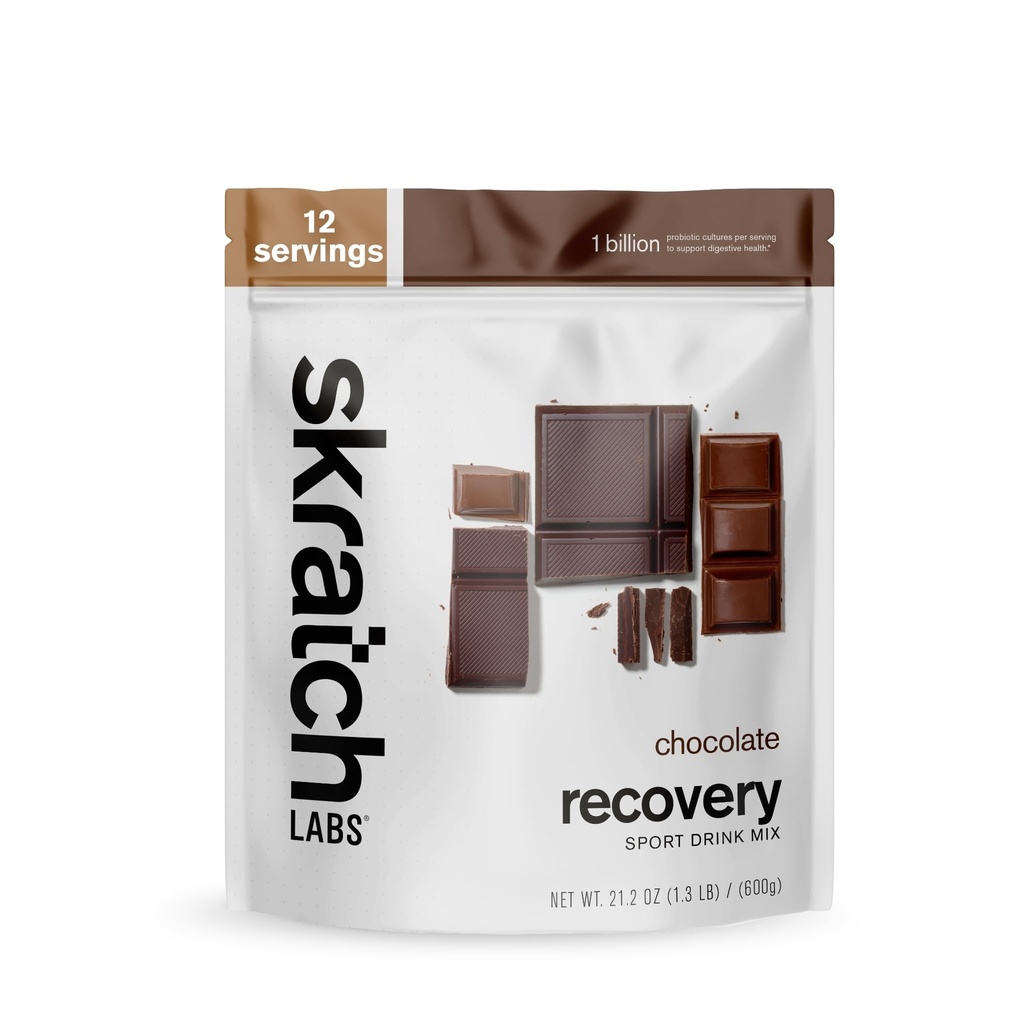 Skratch Labs 工作后恢复 饮用巧克力混合,(21.2 oz, 12 services) 配有 Casein, Whey, Probiotics, Gluten Free, Kosher, 蔬菜