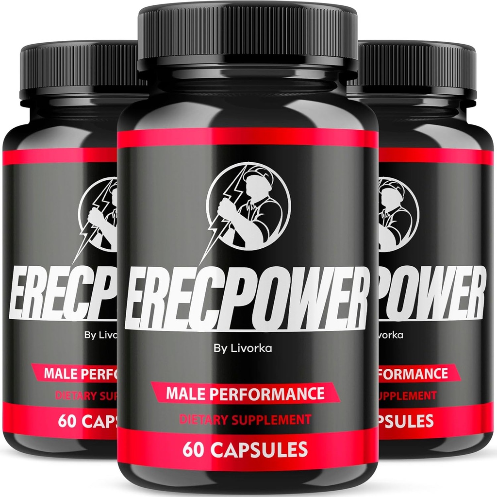 (3 Pack) 男性的Erecpower 补充 Capsules, Erecpower Piills 所有天然成份, Erecpower 原始高级公式, Erecpower 维生素支持, Ericpower Reviews, 180 Capsules 3个月