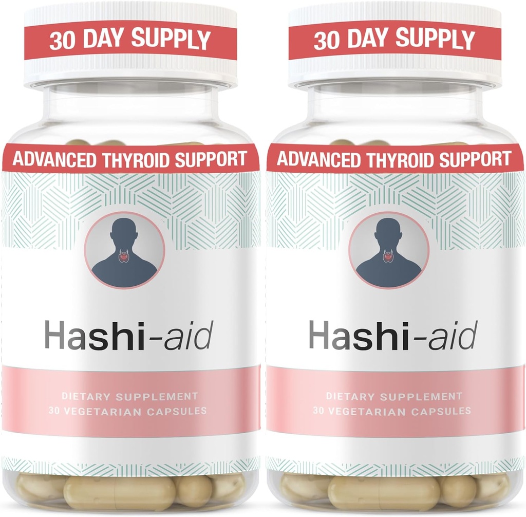 IBDAidTM Hashi Aid Throid for Women & Men - 桥本病症和Hypothyroidism的甲状腺素补充剂* - 与Ashwagandha, Selenium, Zinc, 必需维生素 & More - 30 Capsules (2包)