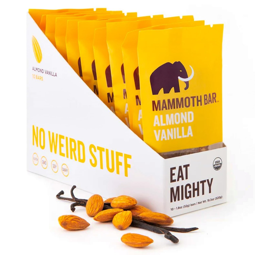 乳香酒吧 杏仁香草酒吧 - 10个有机蛋白棒 – Prebiotical • Paleo – Gluten Free – Egg蛋白 – GMO Free – Raw – Premium Nuts