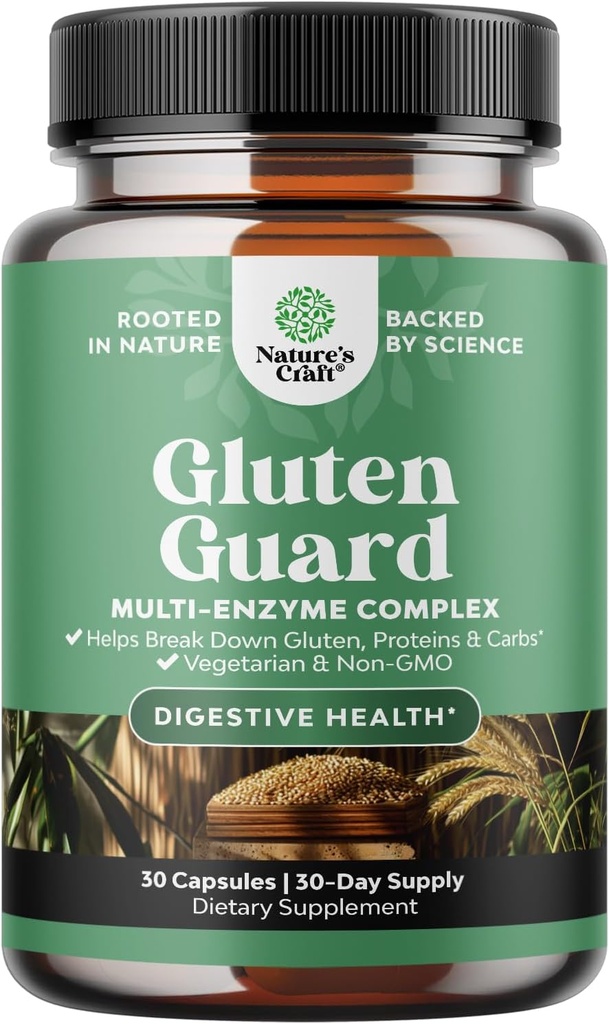Fast Active Gluten 消化酶促进不容忍 - Gluten Digestive Enzymes for Dibloat 与 DPP IV Blend Plus Lipase Amylase Bromelain 为古特健康与消化支持 - 30 Ct