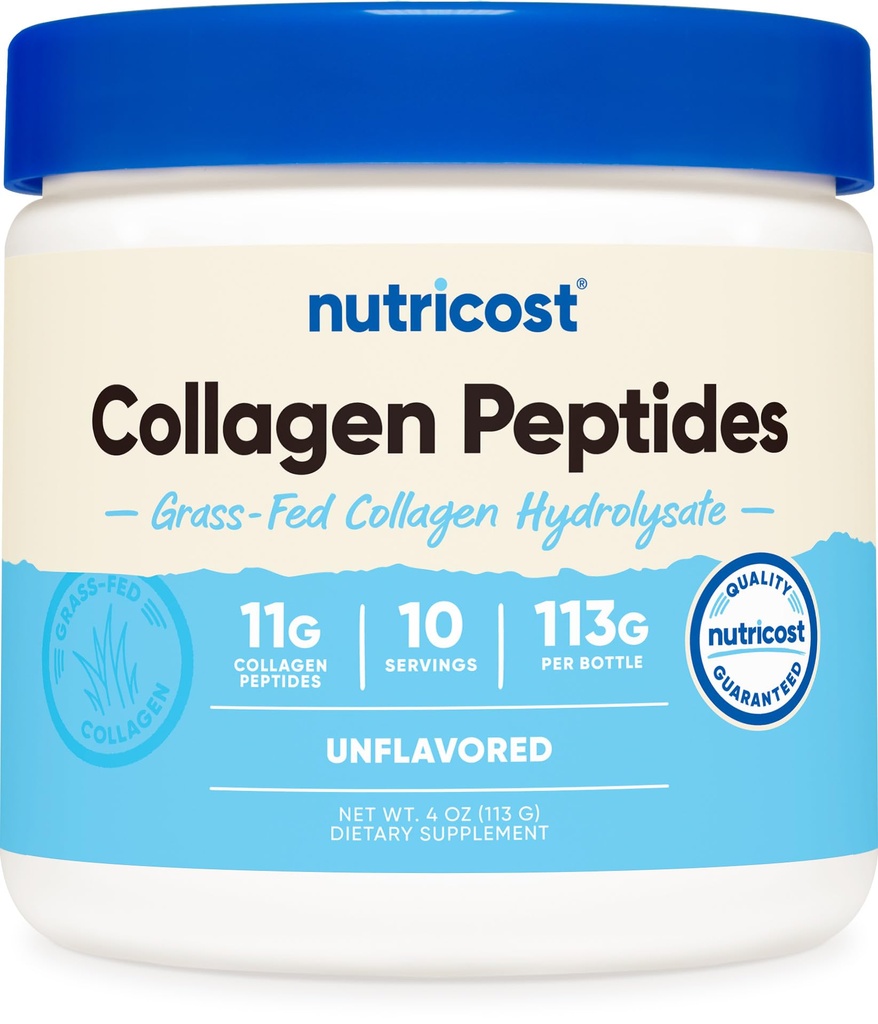 Nutricost Collagen Peptides Powder 4 oz(未味) 类型I,类型III Collagen - 草叶,Gluten 免费和非GMO