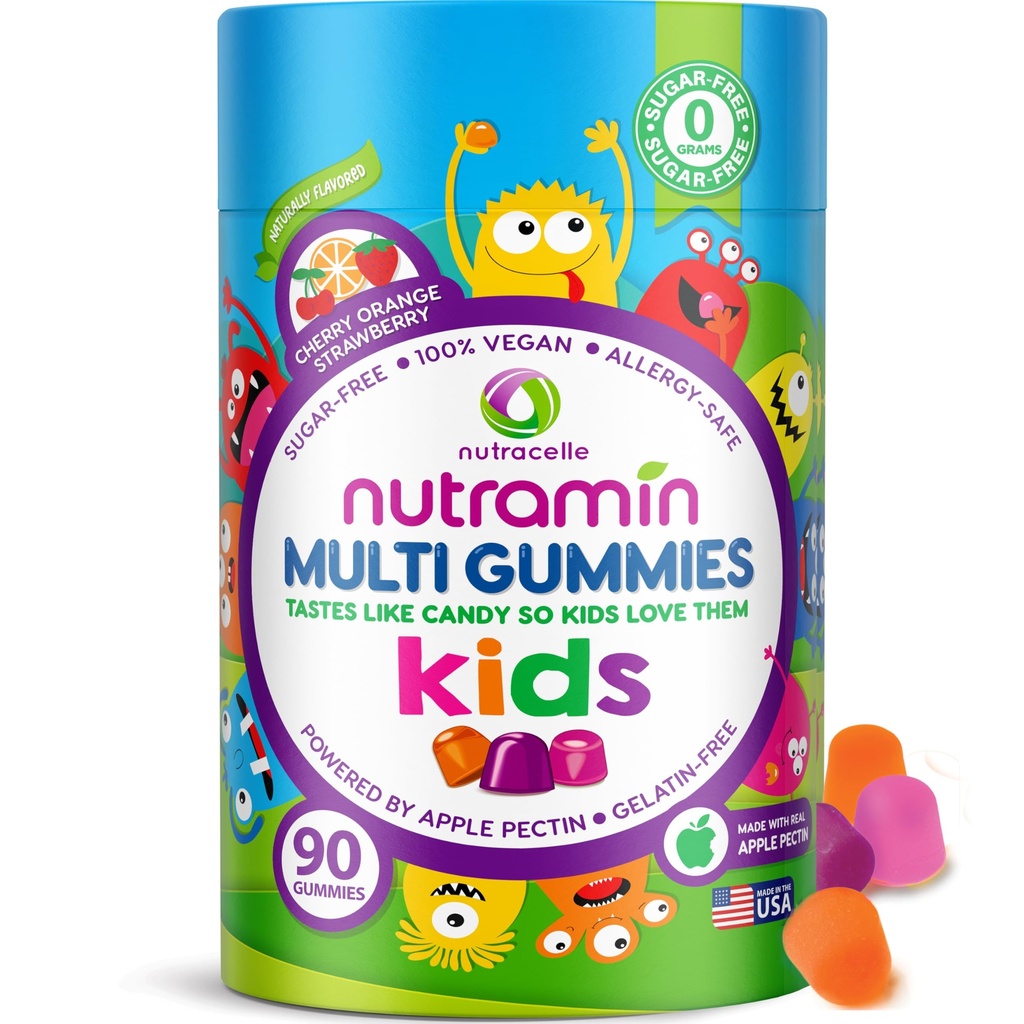 NUTRAMIN 无糖无过敏 儿童百分百 Vegan Gummy 多维坦 – 美味的天然古董 你的孩子们会爱90个瓶子