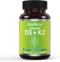 Zentastic Vitamin D2, 5000IU & 200mcg, 维生素D & 专利MK7 & MK4 用于3-in-1 复合支持 - 蔬菜, 非GMO, 90 Caps