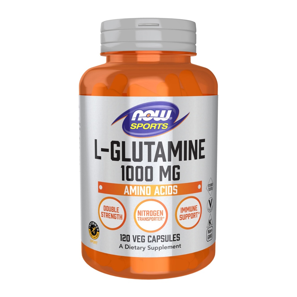 现在食品运动营养,L-Glutamine,双强1000毫克,氨基酸,120维卡普尔