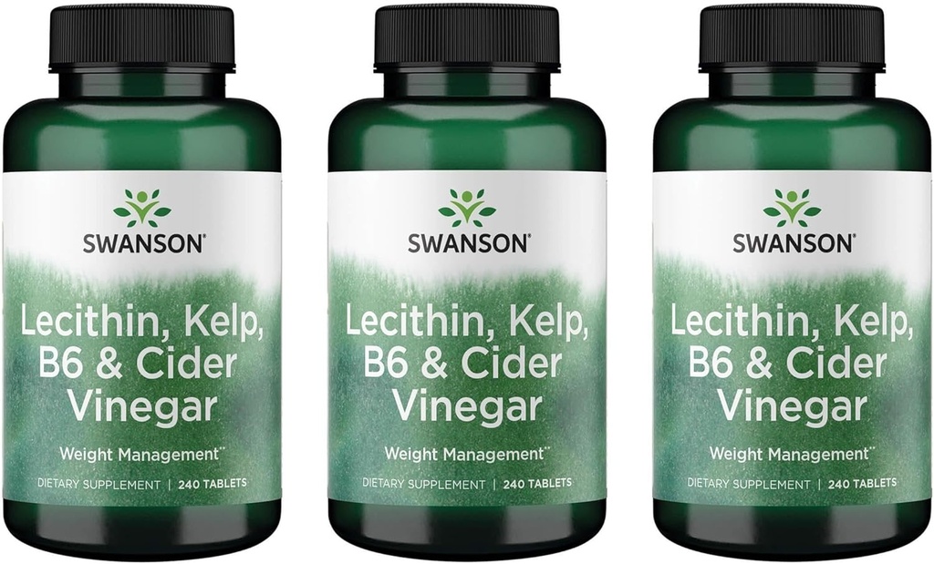 Swanson Lecithin Kelp B-6 & 苹果酒 Vinegar 240 Tabs (3 Pack) (3 Pack) (英语).