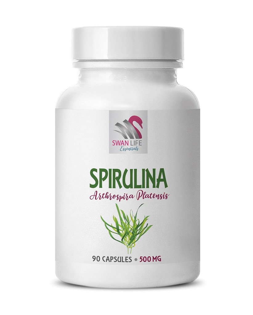 螺旋藻和氯菌胶囊 - 能量位点 螺旋藻氯菌片 - SPIRUILINA 500MG - 螺旋藻粉片 - 螺旋藻和氯菌粉 有机 - 螺旋藻草药补充剂 - 1瓶