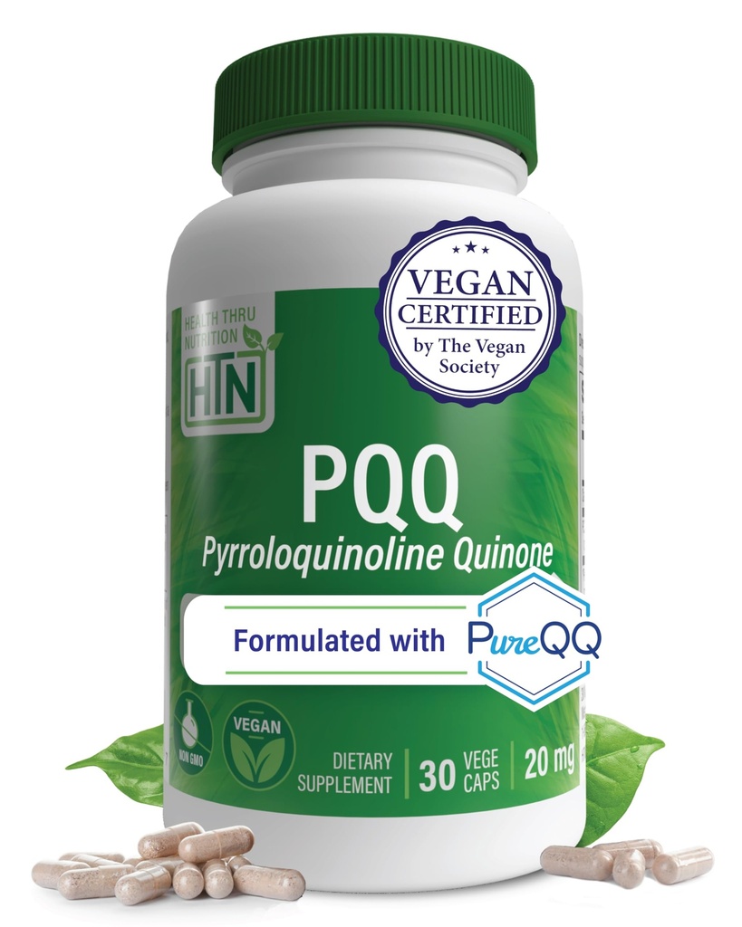 健康营养 PQQ 20mg 30 服务 Pyrrolocalinoline Quinone 纯QQ 推动 Mitochondrial Biogenics + 认证 Vegan + N-GMO Gluten So Free Capsules + 清洁标签 PQQ 补编