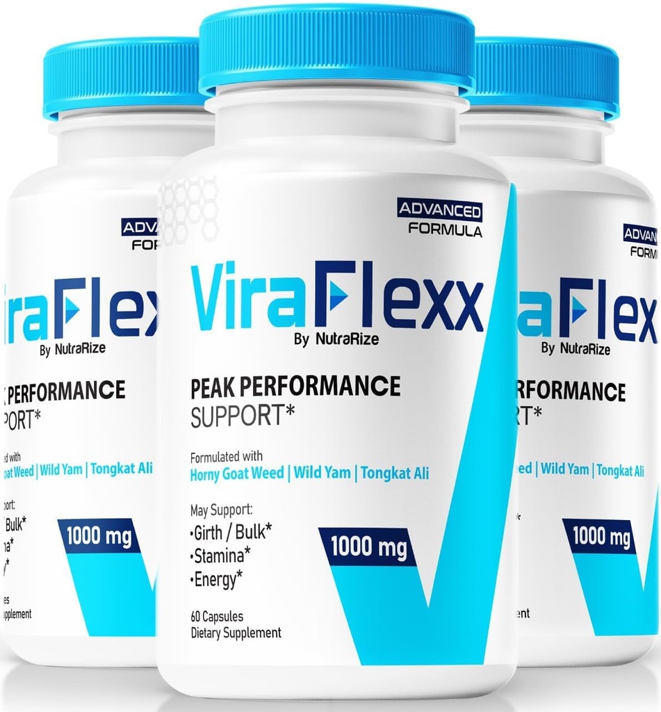 NutraRize (3 Pack ViraFlexx for Men, Pro Capsules, 雄性表现支持500mg, 支持整体健康的所有自然饮食补充, Vira Flexx评论(180 Capsules))