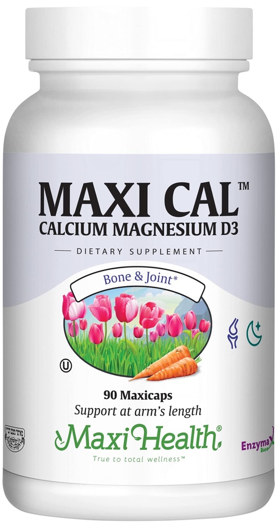 Maxi Health Calcium 1000 mg 补充维生素D3(1000 IU)和镁(500 mg) - Bone, Teeth和男女联合支持 - 90 capsules