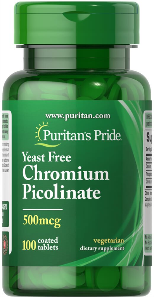 清教徒 Pride Chromium Picolinate 500 Mcg Yeast Free, 100 Counter , 百计