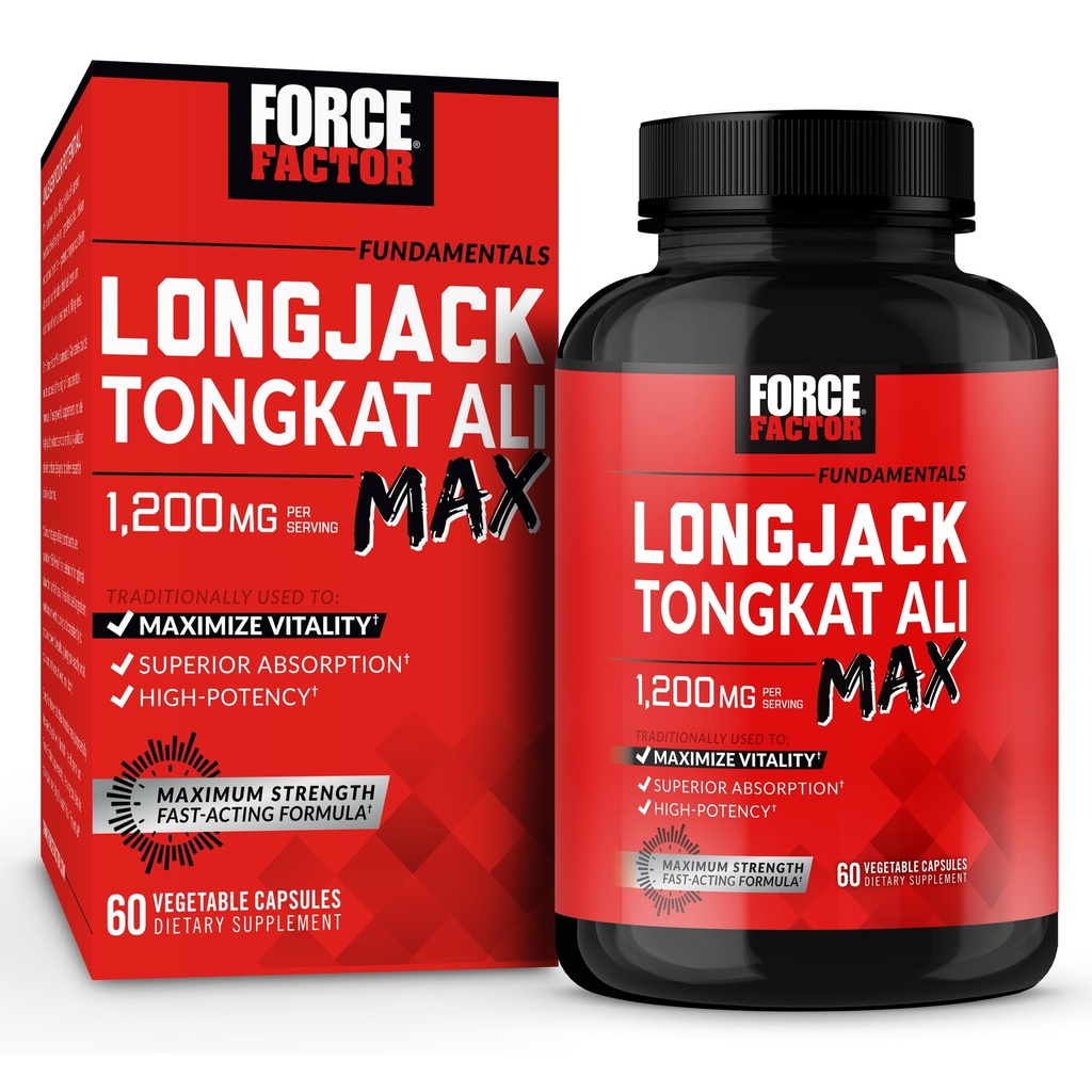 男子强力因子长杰克Tongkat Ali Max, 男性 Stamina 和生命力补充剂 Tongkat Ali 提取剂和高级吸收关键天然成分制造, 1200mg, 60 Capsules