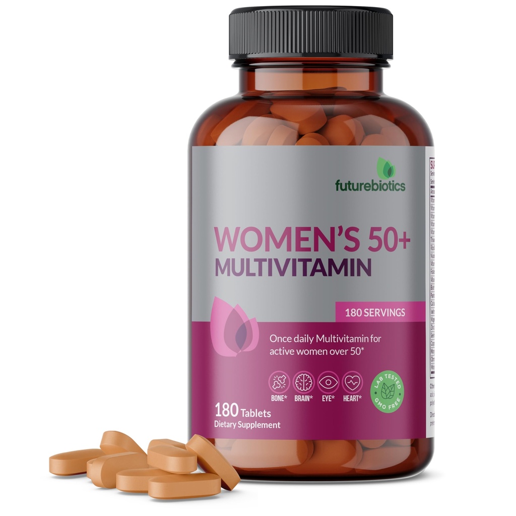 未来生理学 女性50+多维他命 女性活动者每日多维他命 50岁以上,非GMO,180平板