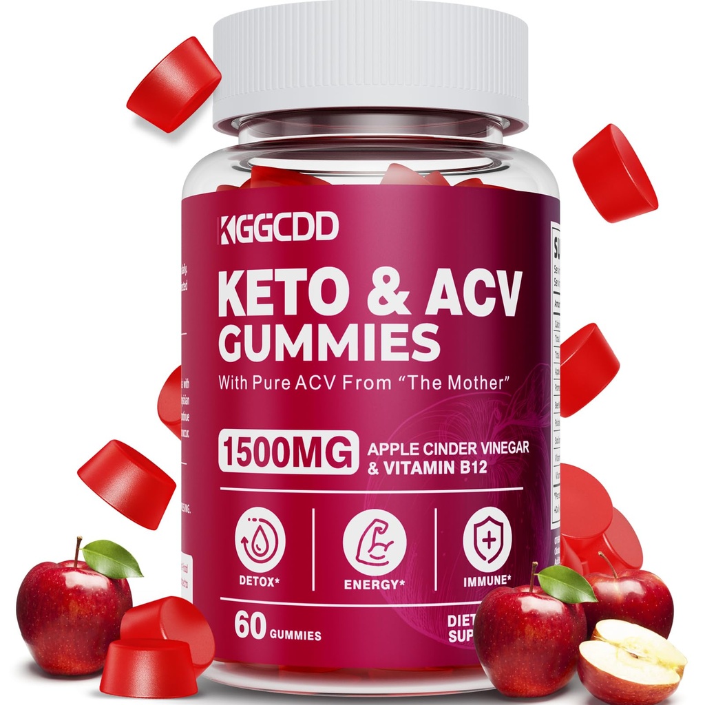 Keto ACV Gummys Advanced Weight Loss, Keto Gummy Supple for Women and Men, 配有 1500MG Apple Cider Vinegar & Vitamin B12, Vegan & Non-GMO, Detox & Cleanse, 低卡布, 60 计数