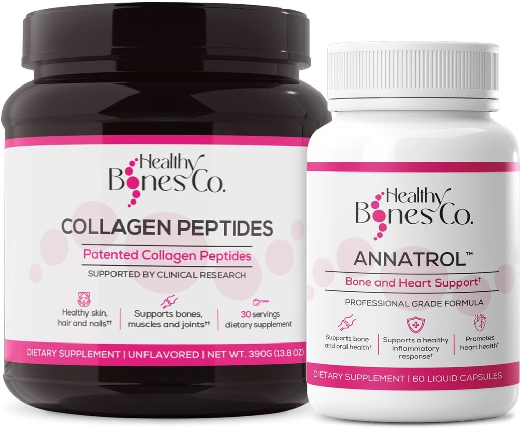 Annatrol Bone 支持 & FORTIBONE Collagen Peptiides w/FORTIGEL, VERISOL - 完整的Bone, 联合, 皮肤, 头发, 钉子和元件支持 \\ 1个月供应(Tub, 390g)