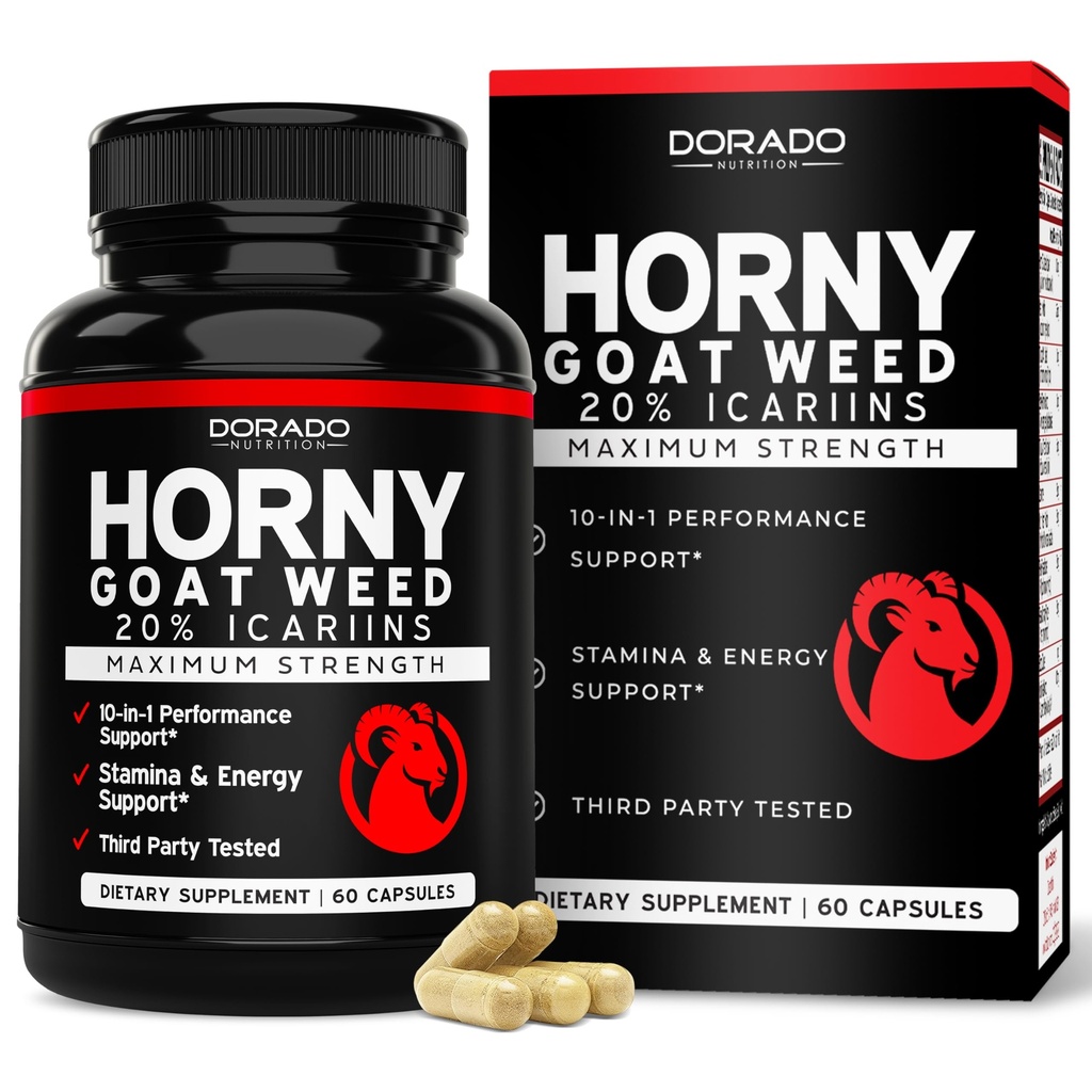 Horny Goat Shed for Men and Women - [20% Icariins Max strong] - Stamina,耐力,流通,联合和后援 - Maca Root, Ginseng, Yohimbine, Tribulus, L-Arginine - 美国制造 - 60个计数