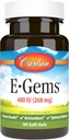 Carlson-E-Gems,400 IU(268 mg),心脏健康与最佳健康,抗氧化剂,90软凝胶