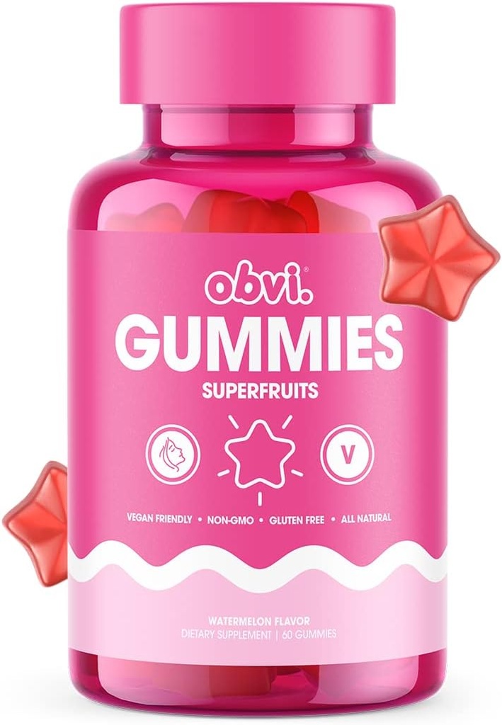 Obvi Superfecuties Gummies | Vegan 多维特敏,支持光泽皮肤健康凝胶生产,抗氧化剂和维生素促进免疫健康 | Non-GMO, Gluten-Free | Weamin Flavor, 60 Gummies