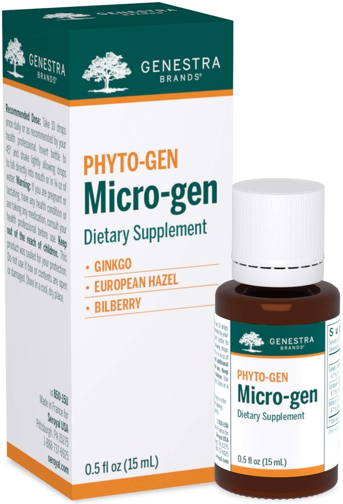 Genestra Brands Micro-gen QQ Gingko, European Hazel, and Bilberry Herbal Supplement QQ 0.5 f. z. (英语).