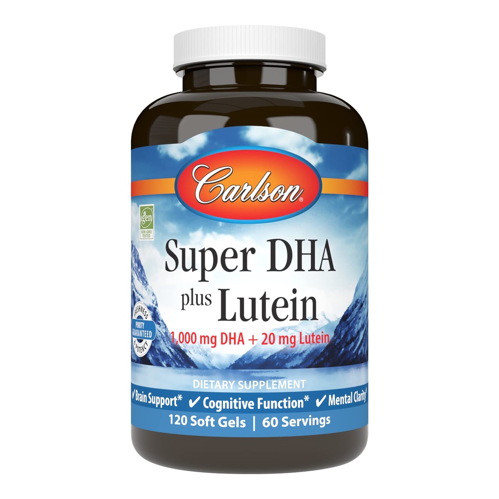 Carlson - 超级DHA Plus Lutein,1000 mg DHA + 20 mg Lutein,120 软胶