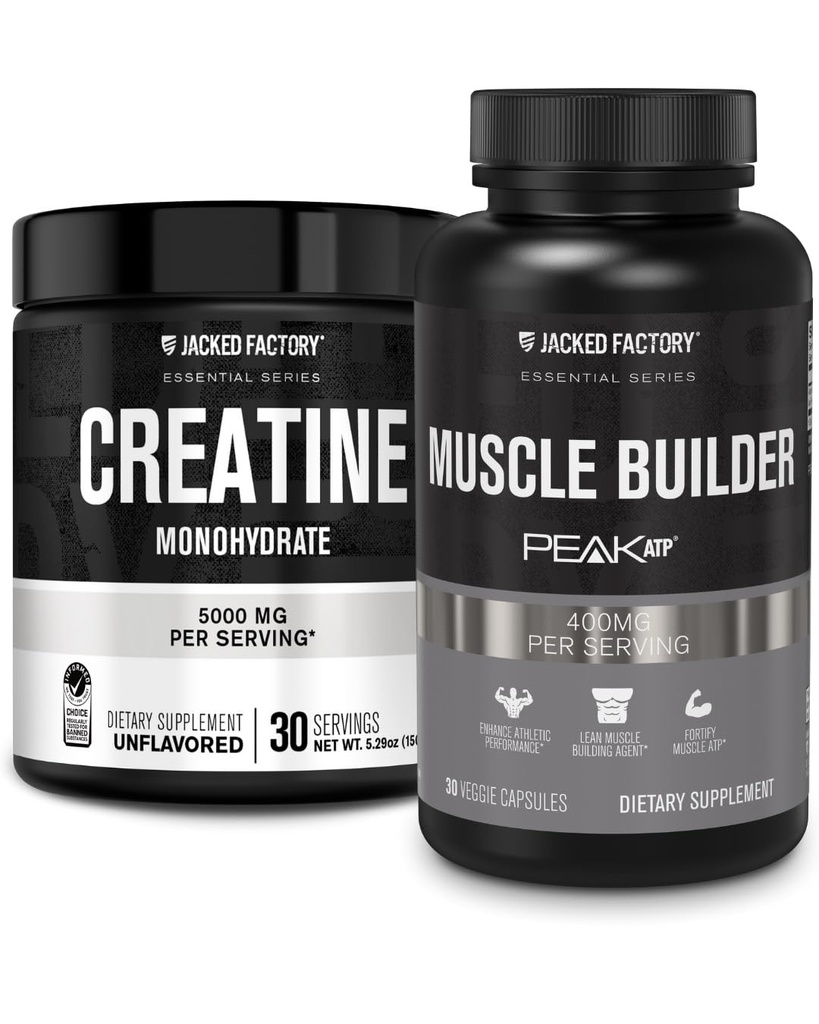 Jacked Factory Creatine Monohydrate Powder 150g - 肌肉增殖的Creatine补充剂,增強和基本素 肌肉建構器 - 每日肌肉建構器与峰顶ATP(30盖)