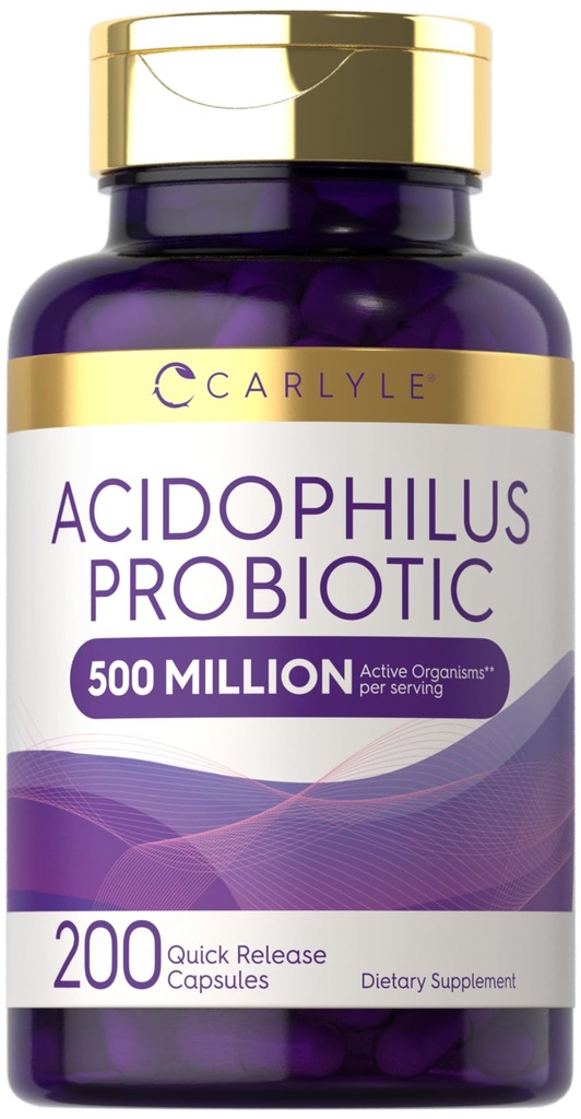 Carlyle Acidophilus Probiotic Capules for Women and Men = 5亿 CPU = 200 药丸 = 乳房杆菌 补充 = 非GMO 和 Gluten Free