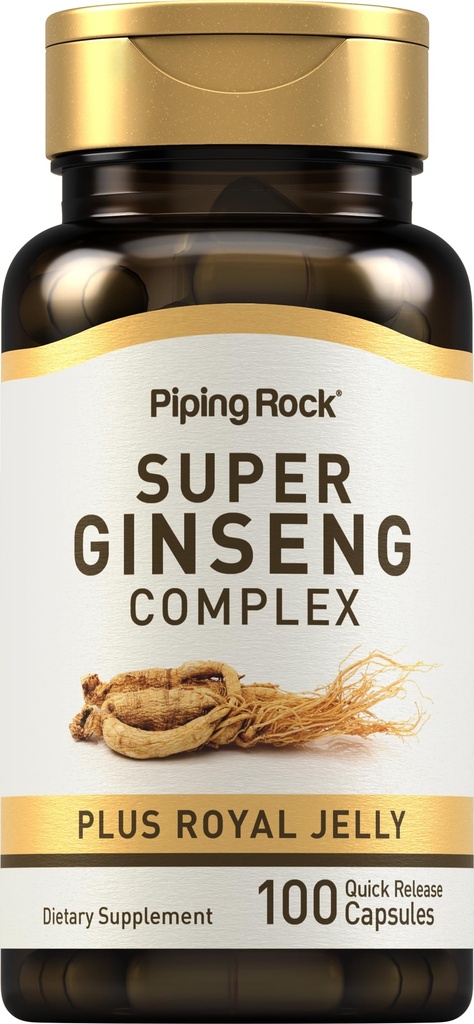 Piping Rock Ginseng Complex Capsules | 100 Counter |与皇家Jelly | Non-GMO,Gluten 免费补编
