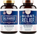 WINDSOR BOTANICALS BOOTANICALS BLOAT 救济和乳酸盐(Salivarius Probiocules) - 口服和IBS支助包