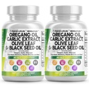 Oregano油蒜油榨橄榄叶黑种子油 -- -- 含维生素D3和锌的妇女和男子的免疫支持和消化健康补充剂 -- -- 2Pack