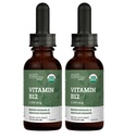 USDA 有机维生素B12 2000mcg 亚语言液体补充剂(2-Pack) - Vegan Methycobalamin Drops for Natural Energy, 维护代谢功能,以及Immune系统支持 - 1 Fl Oz