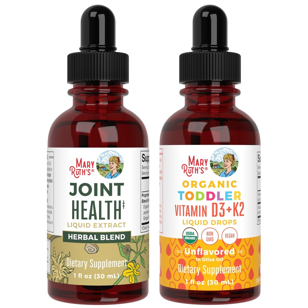 MaryRuth 有机体联合健康液体和维生素 D3+K2 托德勒斯液滴 USDA 有机和清洁标签项目