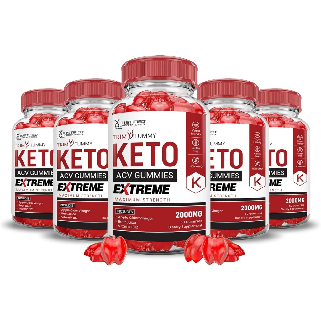 合理实验室(5 Pack Trim Tummy Keto ACV Gummys Extreme 2000MG Tummy Keto Gummys Apple Cider Vinegar 配以石榴蜂蜜汁粉 B12 Vegan Non GMO 300 Gummys 配制的苹果苹果苹果醋