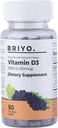 Briyo Vitamin d3 可嚼药片 - 2000 IU(50 mcg per service) - 美味的天然葡萄酒 Flavor, 90 Counter