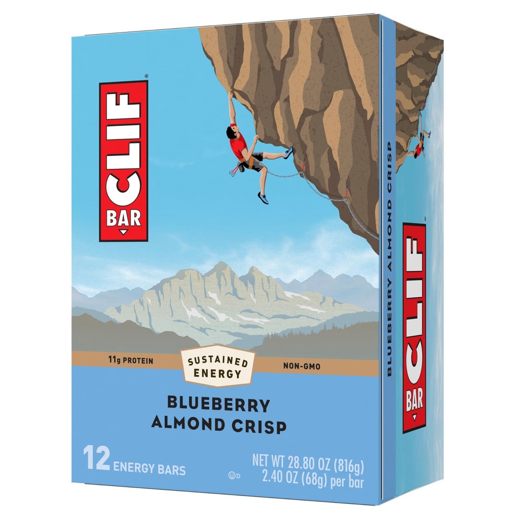 CLIF BAR - 蓝莓杏仁脆饼 - 用有机洋葱制成 - 非GMO - 植物基 - 能量棒 - 2.4 oz.(12 包)
