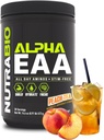 NutraBio Alpha EAA - 全日氨基酸促进肌肉生长和水分 - 含有诺特霉素和适应物的基本氨基酸 - 全谱EAA BCAA粉 - 30种服务 - 桃茶