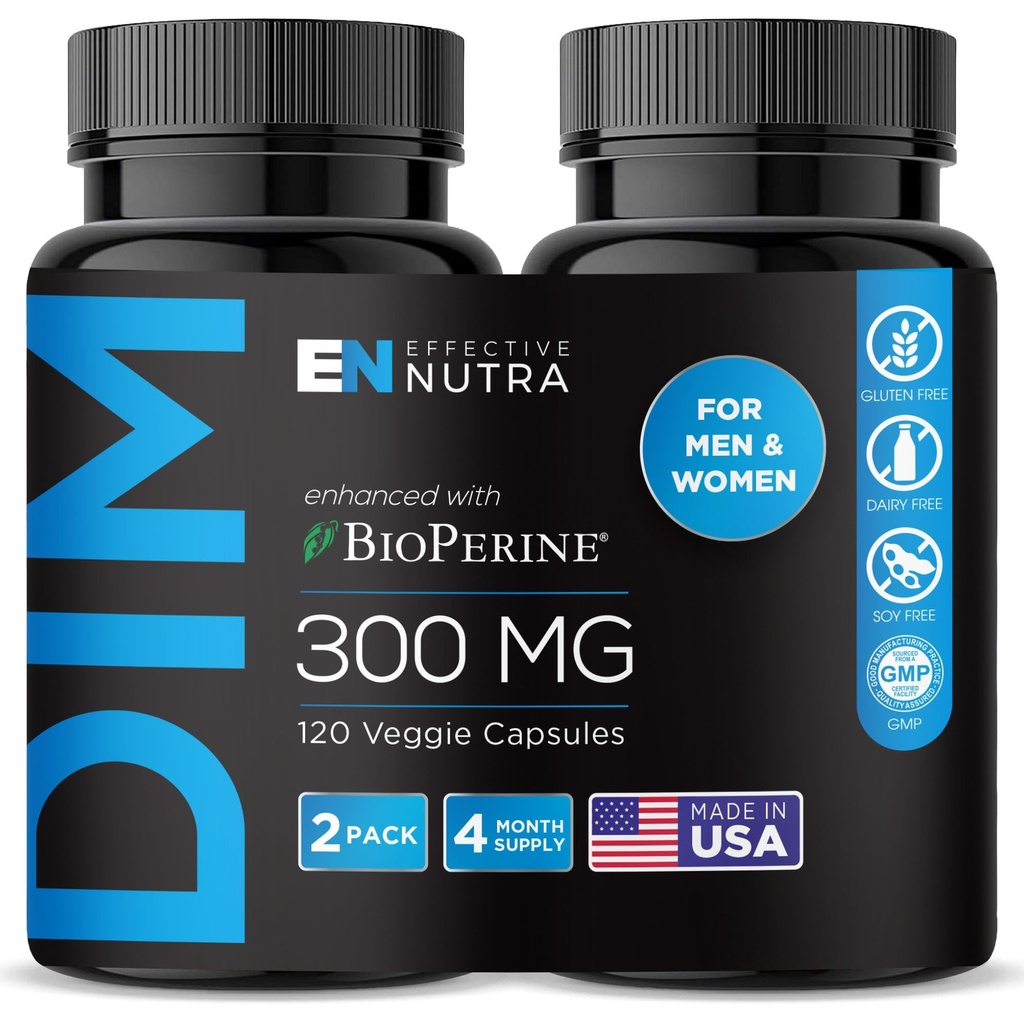 有效 NUTRA Dim 补充300mg 与 BioPerine - 超强雌激素阻塞器 - 荷尔蒙和代谢支持 - 4个月供应