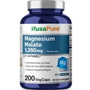 NusaPure Magnesium Malate 1350mg 200 Veggie Capsules(维根、非GMO、维冈)