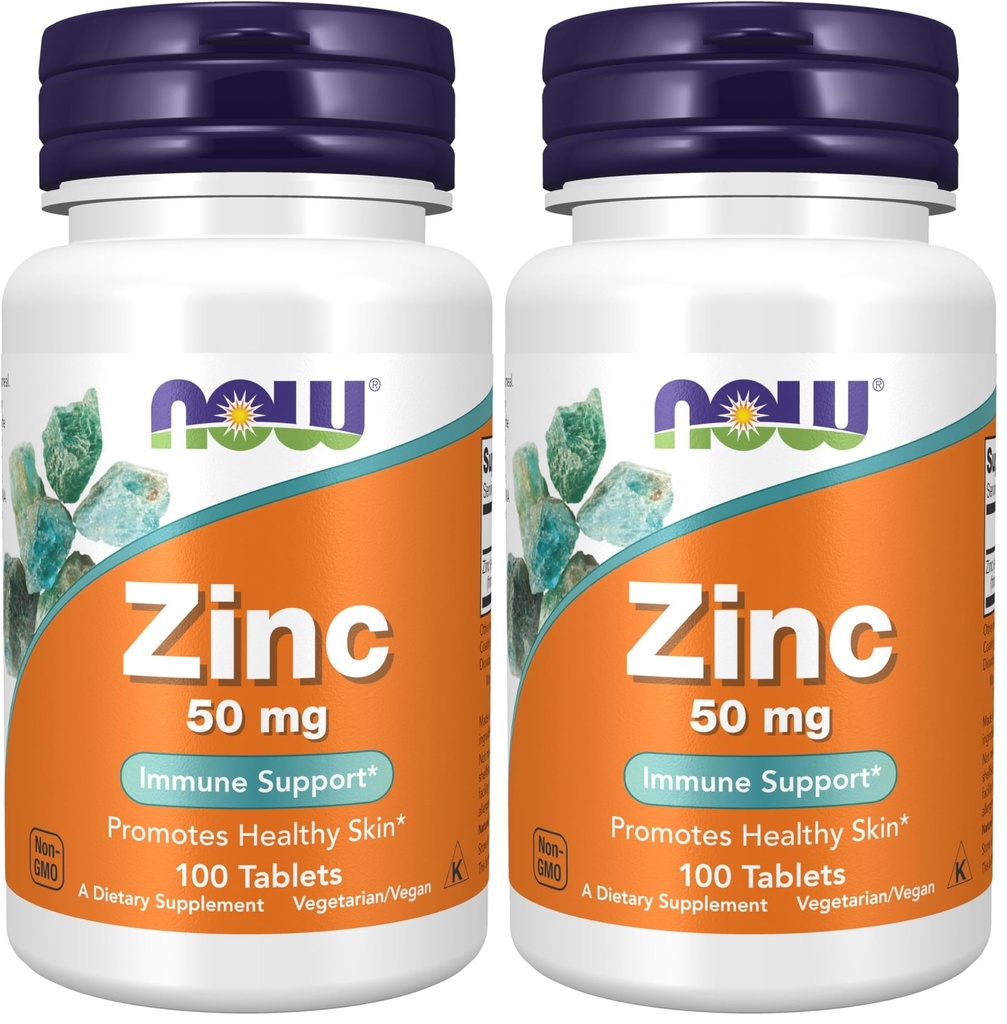 NOW 食品补充品,锌(Zinc Gluconate)50毫克,支持酶功能*,免疫支持*,100片(包2)