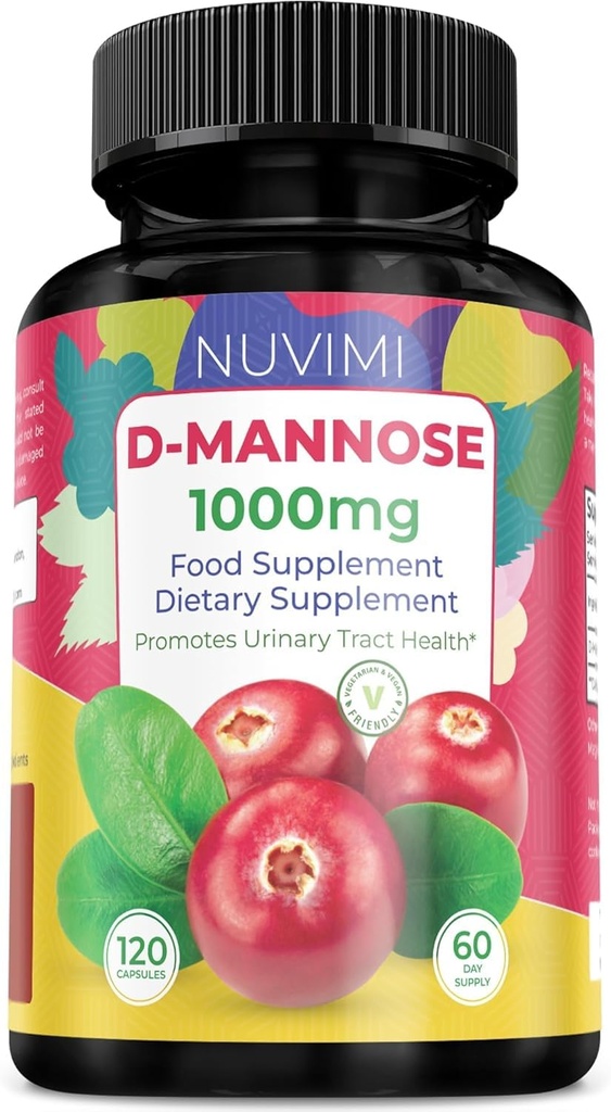 D Mannose 120 capsules - 每剂量1000毫克 - 膳食补充剂 帮助促进尿道感染健康 - Natural Vegan UTI Defense