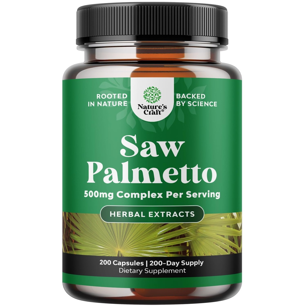 Palmetto Extra Strigious Saw Palmetto 提取器 -- -- 高级草药合用草药促进头发健康,并配有植物固醇(Plant Sterols & Flavonoids) -- -- 罐装草药补充剂,每服500毫克 -- -- 200卡普尔