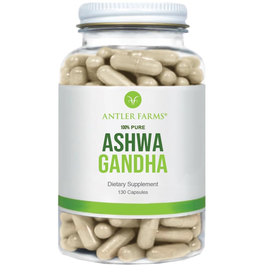 鹿角农场 — — 100%纯Ashwagandha Root和Ashwagandha Root 提取,130 Capsules,1200mg — — 标准化到5%的消毒剂,增强精神性能、能量和豁免