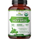 Zazzzee USDA 有机圣巴西尔 10:1 提取,6000 mg 强度,120 Vegan Capsules, 集中化和标准化 10X Tulsi 提取, Ursolic 酸, 100% 认证有机, 非 GMO